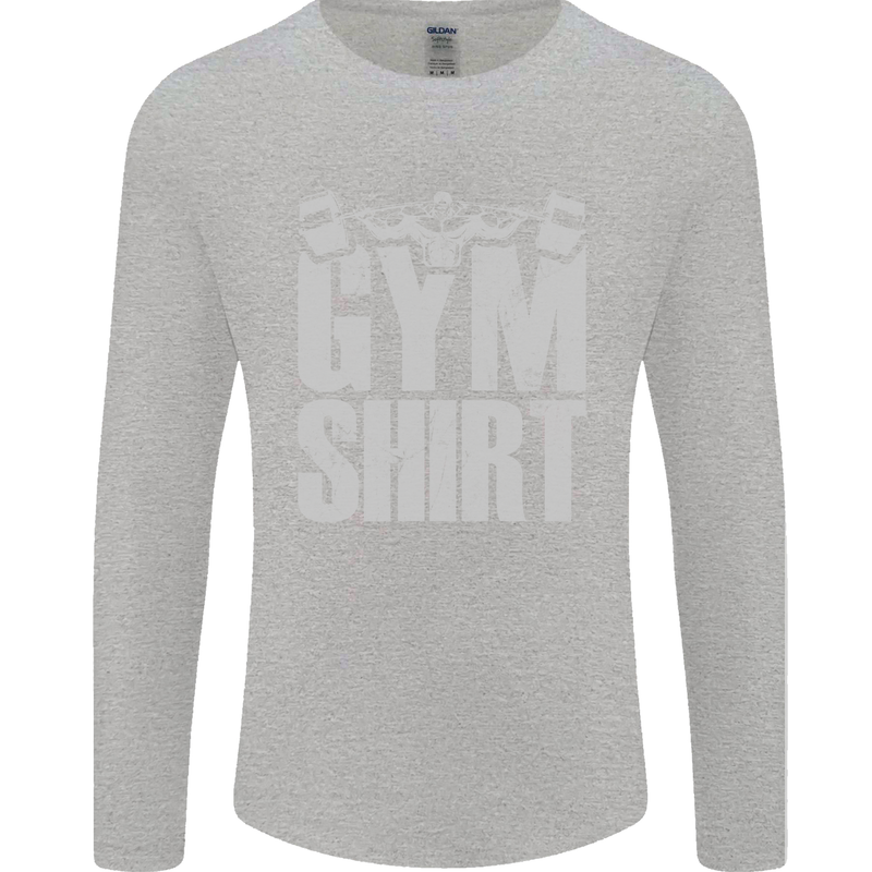 Gym Training Top Bodybuilding Weightlifting Mens Long Sleeve T-Shirt Sports Grey
