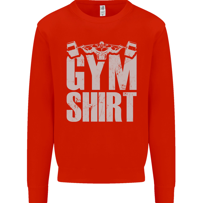 Gym Training Top Bodybuilding Weightlifting Mens Sweatshirt Jumper Bright Red