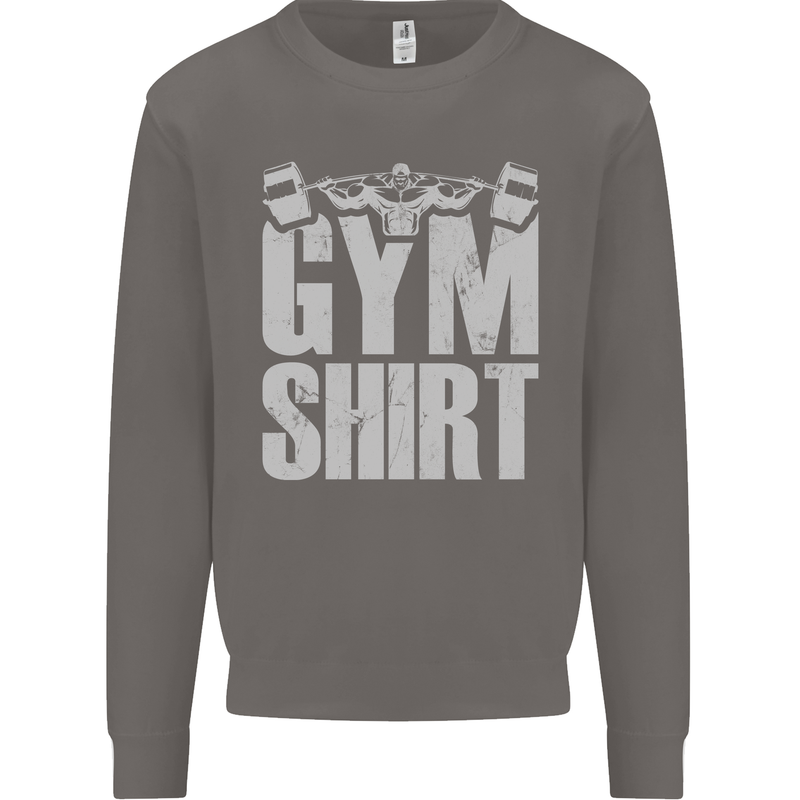 Gym Training Top Bodybuilding Weightlifting Mens Sweatshirt Jumper Charcoal