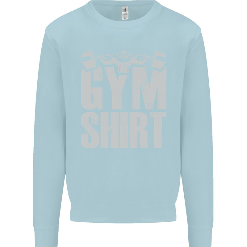 Gym Training Top Bodybuilding Weightlifting Mens Sweatshirt Jumper Light Blue