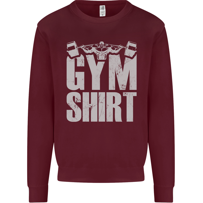 Gym Training Top Bodybuilding Weightlifting Mens Sweatshirt Jumper Maroon