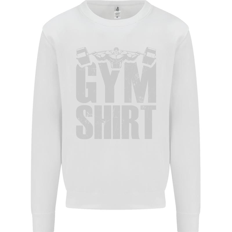 Gym Training Top Bodybuilding Weightlifting Mens Sweatshirt Jumper White