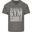 Gym Training Top Bodybuilding Weightlifting Mens V-Neck Cotton T-Shirt Charcoal