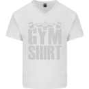 Gym Training Top Bodybuilding Weightlifting Mens V-Neck Cotton T-Shirt White