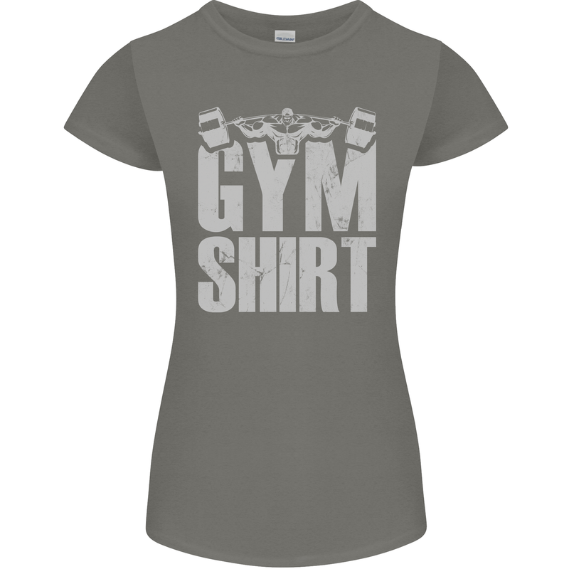 Gym Training Top Bodybuilding Weightlifting Womens Petite Cut T-Shirt Charcoal