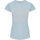 Gym Training Top Bodybuilding Weightlifting Womens Petite Cut T-Shirt Light Blue