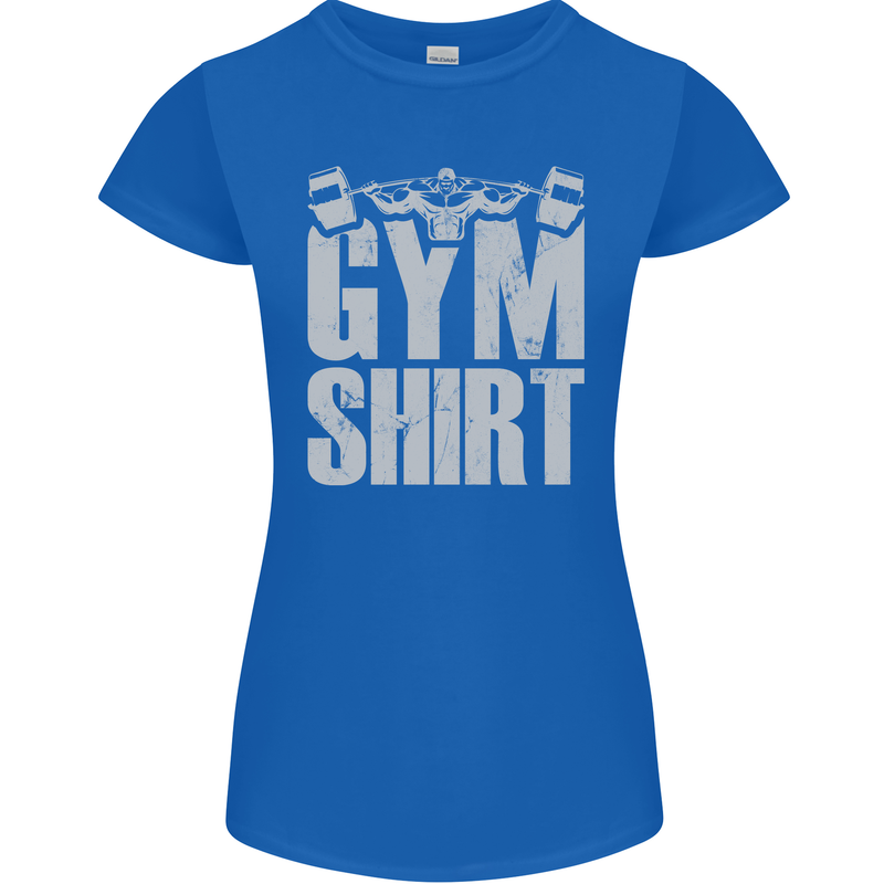 Gym Training Top Bodybuilding Weightlifting Womens Petite Cut T-Shirt Royal Blue