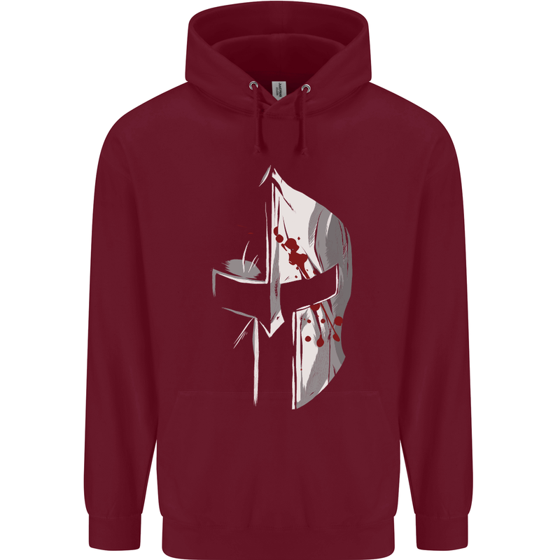 Gym Training Top Spartan Helmet MMA Childrens Kids Hoodie Maroon