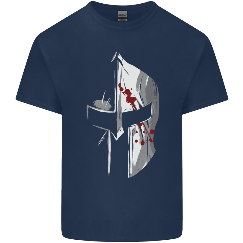 Gym Training Top Spartan Helmet MMA Kids T-Shirt Childrens Navy Blue