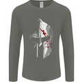 Gym Training Top Spartan Helmet MMA Mens Long Sleeve T-Shirt Charcoal