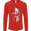 Gym Training Top Spartan Helmet MMA Mens Long Sleeve T-Shirt Red