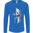 Gym Training Top Spartan Helmet MMA Mens Long Sleeve T-Shirt Royal Blue