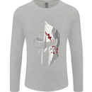 Gym Training Top Spartan Helmet MMA Mens Long Sleeve T-Shirt Sports Grey