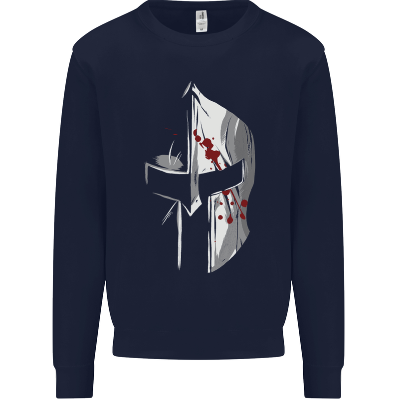 Gym Training Top Spartan Helmet MMA Mens Sweatshirt Jumper Navy Blue