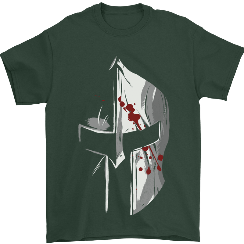 Gym Training Top Spartan Helmet MMA Mens T-Shirt Cotton Gildan Forest Green