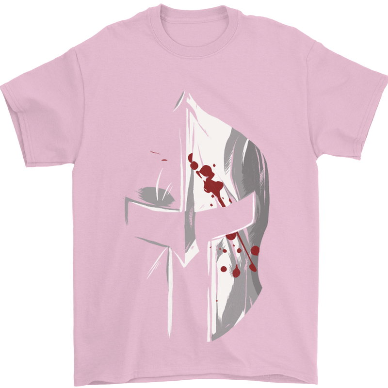 Gym Training Top Spartan Helmet MMA Mens T-Shirt Cotton Gildan Light Pink