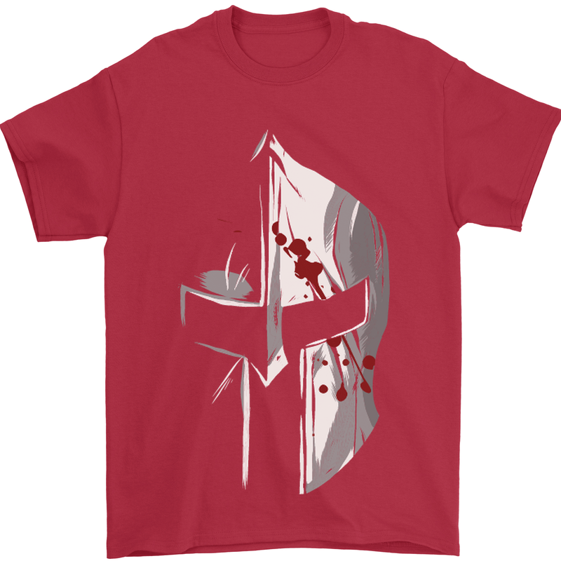 Gym Training Top Spartan Helmet MMA Mens T-Shirt Cotton Gildan Red