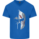 Gym Training Top Spartan Helmet MMA Mens V-Neck Cotton T-Shirt Royal Blue