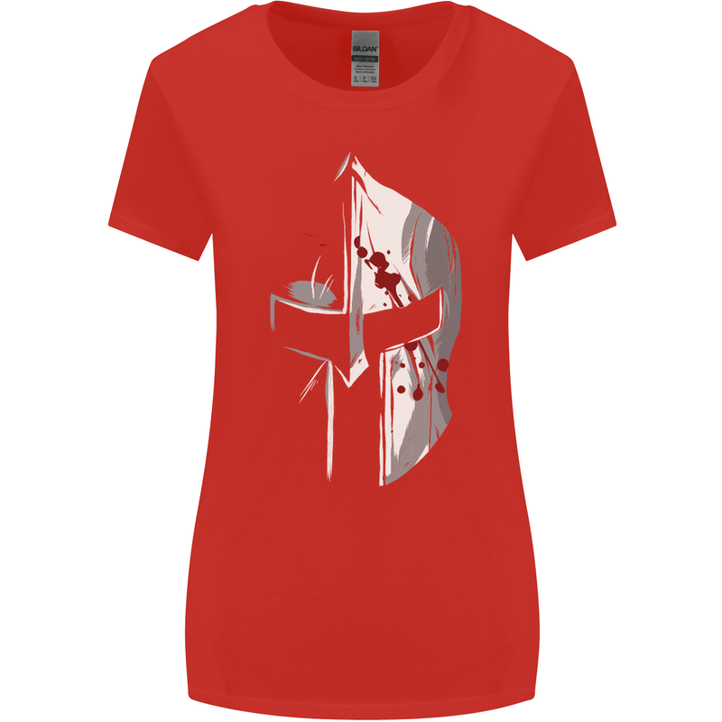 Gym Training Top Spartan Helmet MMA Womens Wider Cut T-Shirt Red