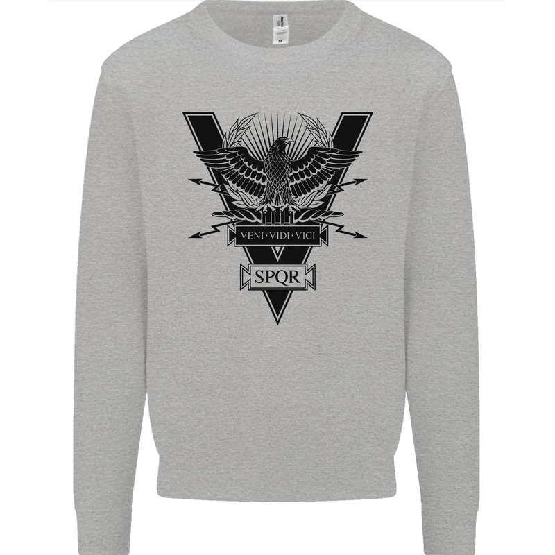 Gym Training Top Weightlifting SPQR Roman Kids Sweatshirt Jumper Sports Grey