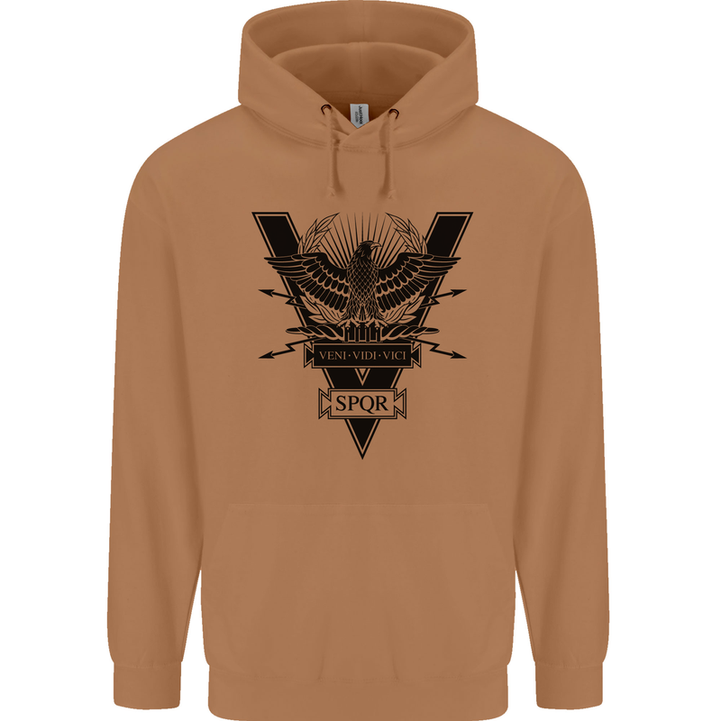Gym Training Top Weightlifting SPQR Roman Mens 80% Cotton Hoodie Caramel Latte