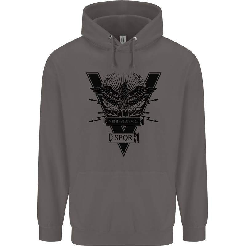 Gym Training Top Weightlifting SPQR Roman Mens 80% Cotton Hoodie Charcoal
