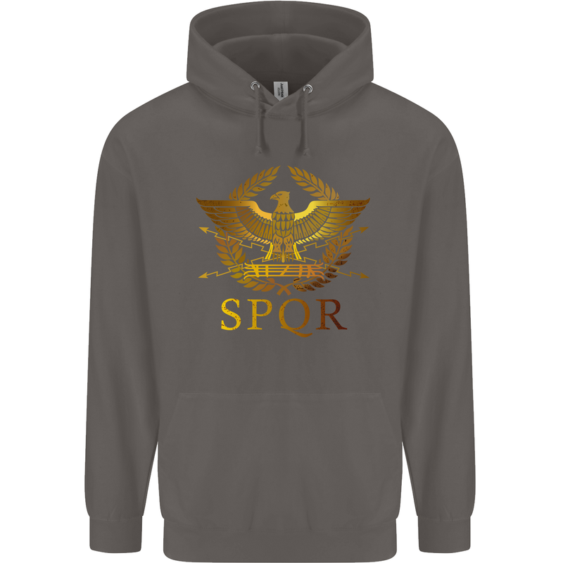 Gym Training Top Weightlifting SPQR Roman Mens 80% Cotton Hoodie Charcoal