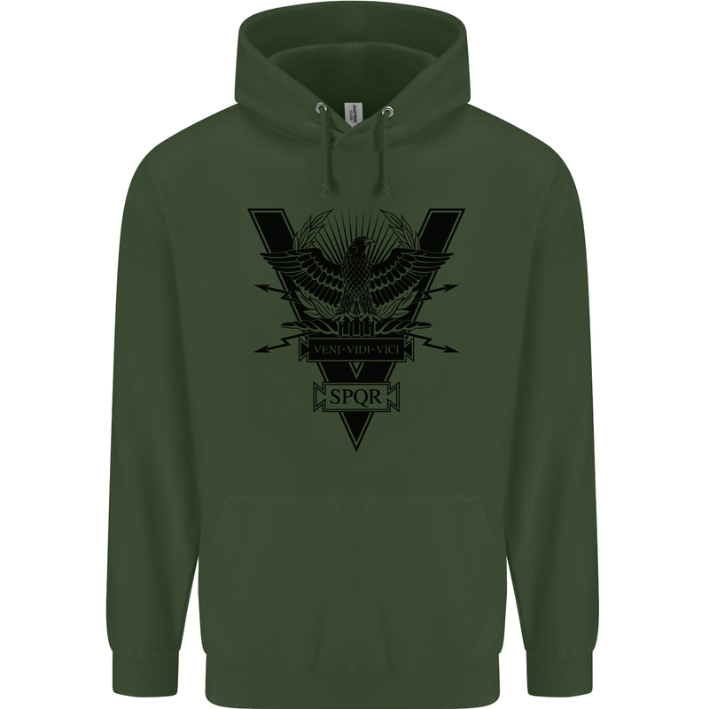 Gym Training Top Weightlifting SPQR Roman Mens 80% Cotton Hoodie Forest Green