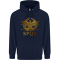 Gym Training Top Weightlifting SPQR Roman Mens 80% Cotton Hoodie Navy Blue