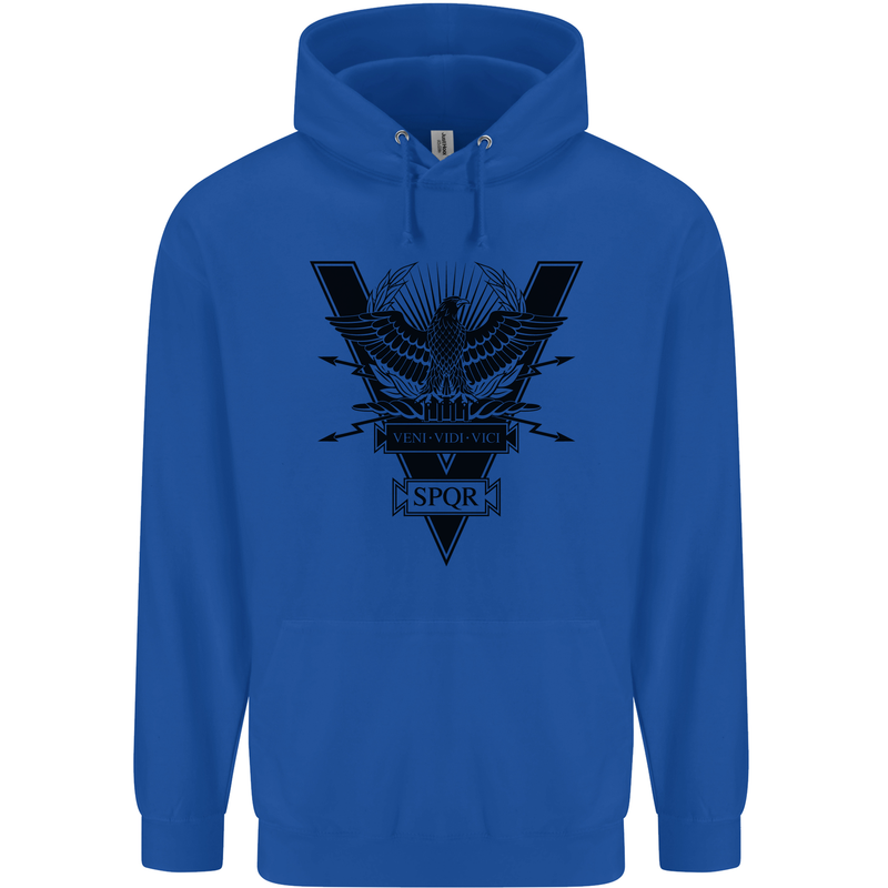 Gym Training Top Weightlifting SPQR Roman Mens 80% Cotton Hoodie Royal Blue