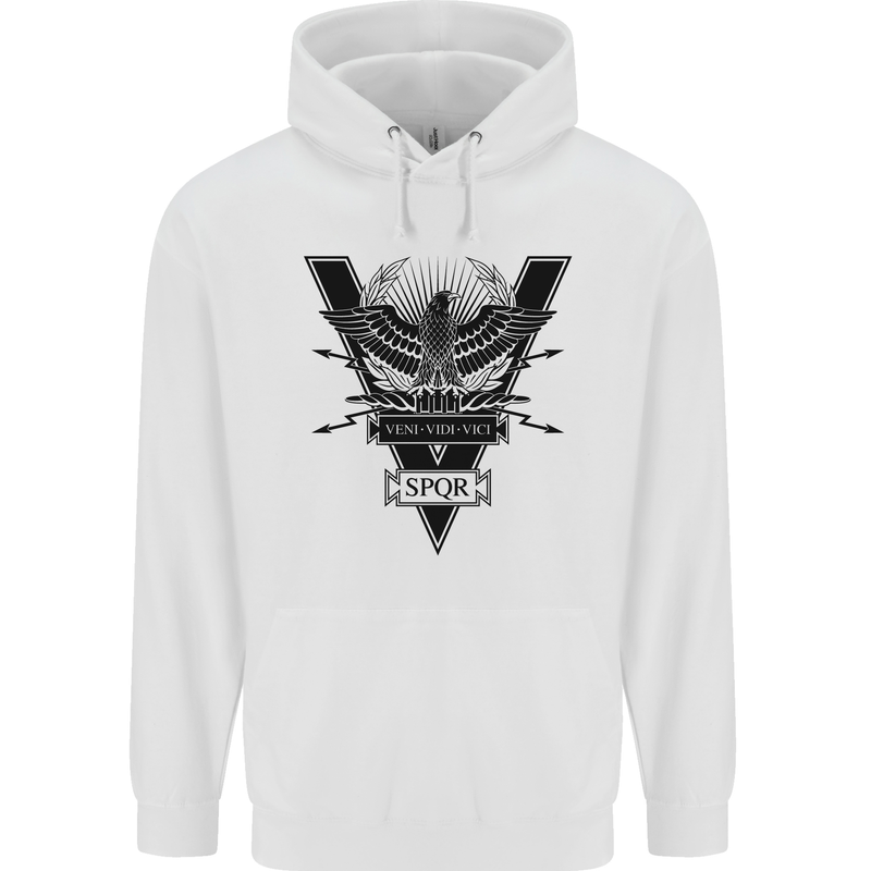 Gym Training Top Weightlifting SPQR Roman Mens 80% Cotton Hoodie White