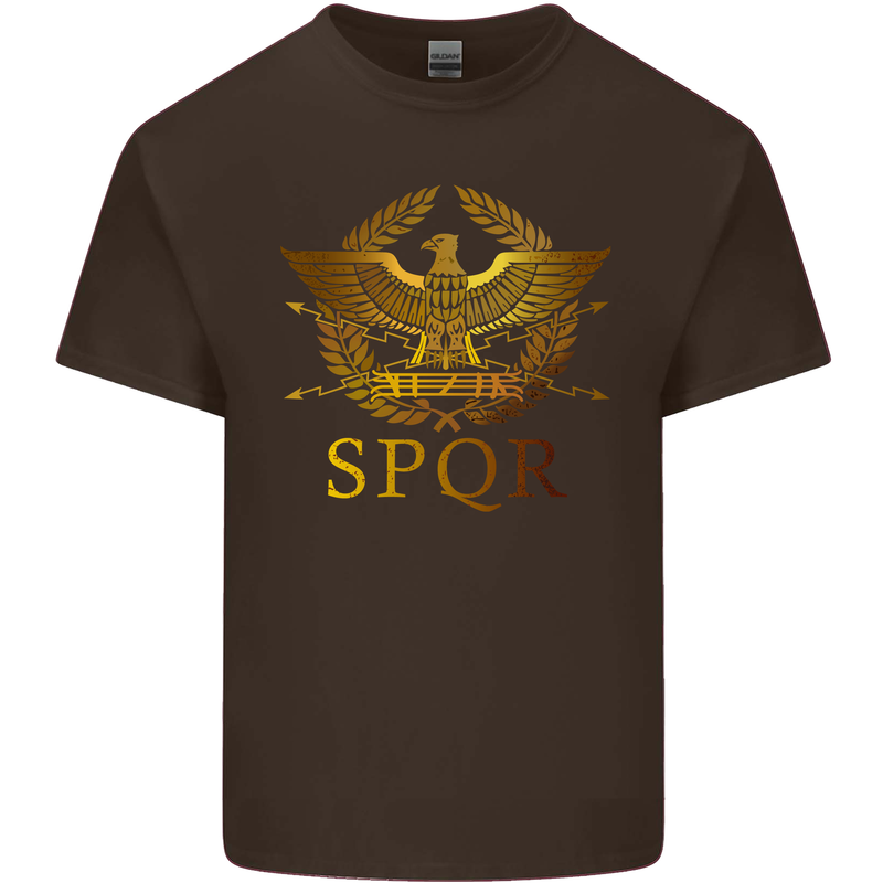 Gym Training Top Weightlifting SPQR Roman Mens Cotton T-Shirt Tee Top Dark Chocolate