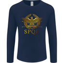 Gym Training Top Weightlifting SPQR Roman Mens Long Sleeve T-Shirt Navy Blue