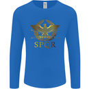 Gym Training Top Weightlifting SPQR Roman Mens Long Sleeve T-Shirt Royal Blue