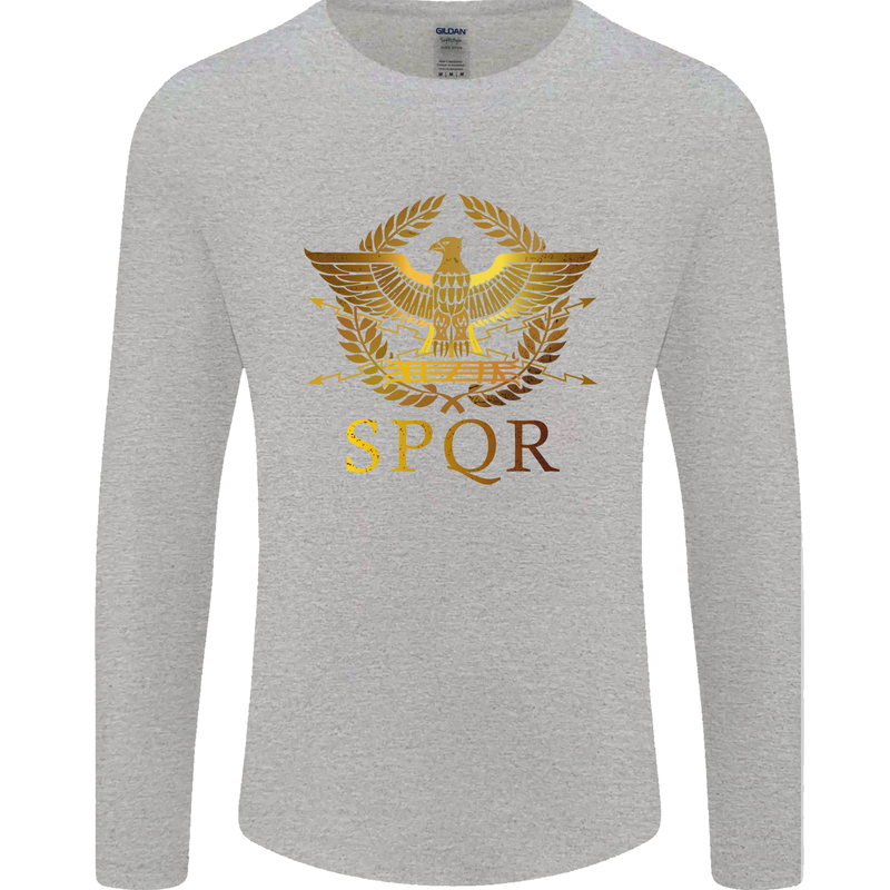Gym Training Top Weightlifting SPQR Roman Mens Long Sleeve T-Shirt Sports Grey
