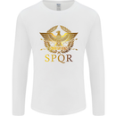 Gym Training Top Weightlifting SPQR Roman Mens Long Sleeve T-Shirt White