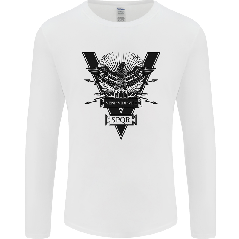 Gym Training Top Weightlifting SPQR Roman Mens Long Sleeve T-Shirt White