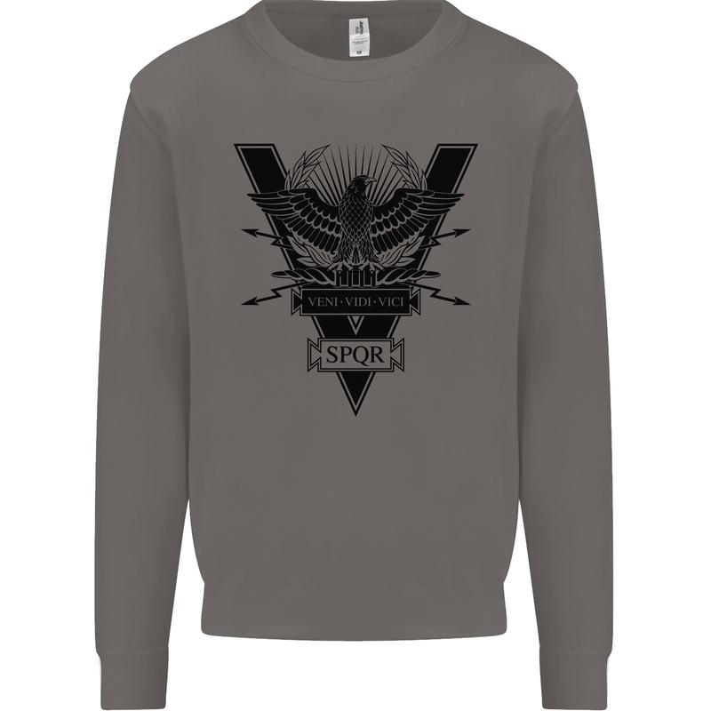 Gym Training Top Weightlifting SPQR Roman Mens Sweatshirt Jumper Charcoal