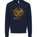 Gym Training Top Weightlifting SPQR Roman Mens Sweatshirt Jumper Navy Blue