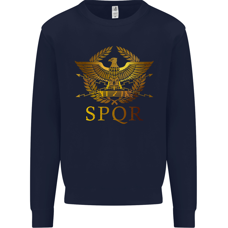 Gym Training Top Weightlifting SPQR Roman Mens Sweatshirt Jumper Navy Blue