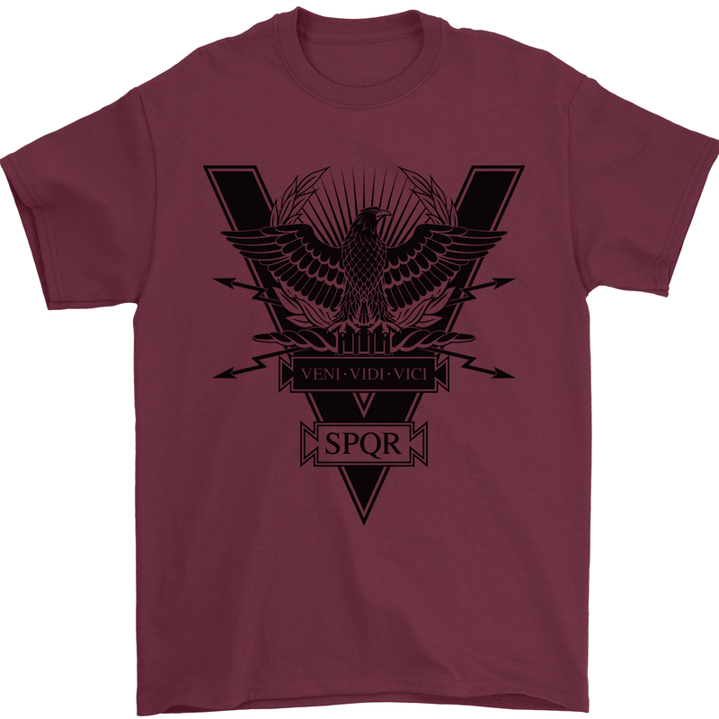 Gym Training Top Weightlifting SPQR Roman Mens T-Shirt 100% Cotton Maroon