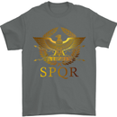 Gym Training Top Weightlifting SPQR Roman Mens T-Shirt Cotton Gildan Charcoal
