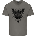 Gym Training Top Weightlifting SPQR Roman Mens V-Neck Cotton T-Shirt Charcoal