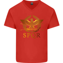 Gym Training Top Weightlifting SPQR Roman Mens V-Neck Cotton T-Shirt Red