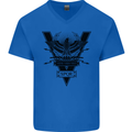 Gym Training Top Weightlifting SPQR Roman Mens V-Neck Cotton T-Shirt Royal Blue
