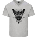 Gym Training Top Weightlifting SPQR Roman Mens V-Neck Cotton T-Shirt Sports Grey
