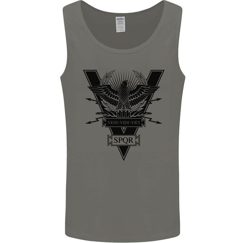 Gym Training Top Weightlifting SPQR Roman Mens Vest Tank Top Charcoal