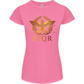 Gym Training Top Weightlifting SPQR Roman Womens Petite Cut T-Shirt Azalea