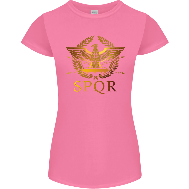 Gym Training Top Weightlifting SPQR Roman Womens Petite Cut T-Shirt Azalea