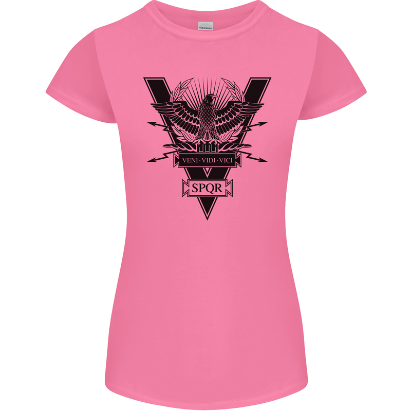 Gym Training Top Weightlifting SPQR Roman Womens Petite Cut T-Shirt Azalea